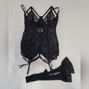 Dreamgirl Black Lace Chemise Set
